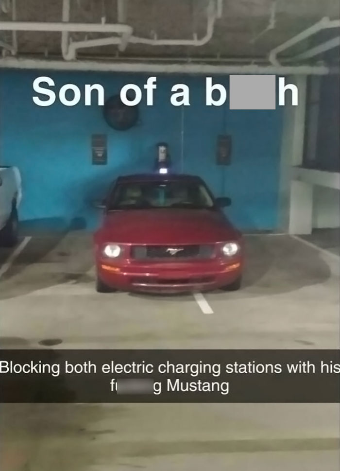 My Friend Drives To Work In An E.v. And Was Greeted In The Parking Garage With This