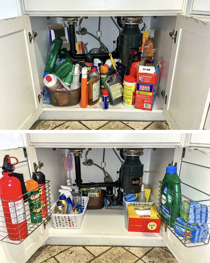 El armarito bajo el fregadero, antes y después