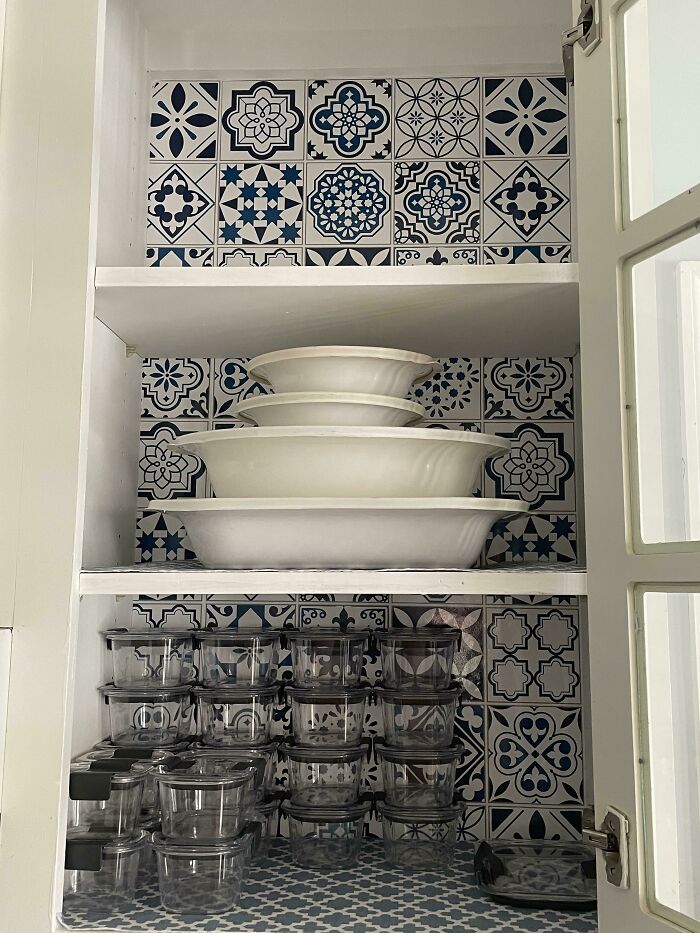 Painted Cabinets And Hung New Shelf Paper