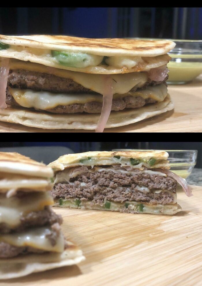 Double Serrano Cheese Quesadilla Burger. Yes, I Was Stoned