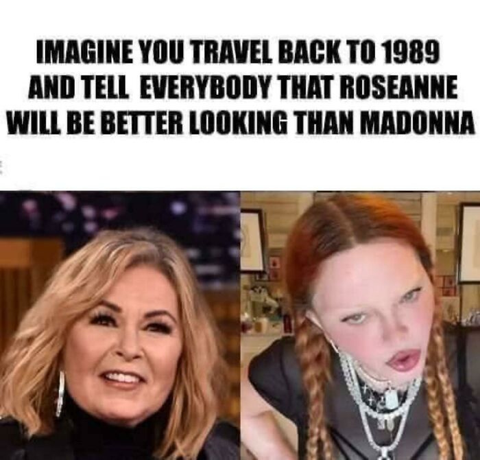 Humorous comparison meme of two women, highlighting aging with a comedic caption about unexpected aging.