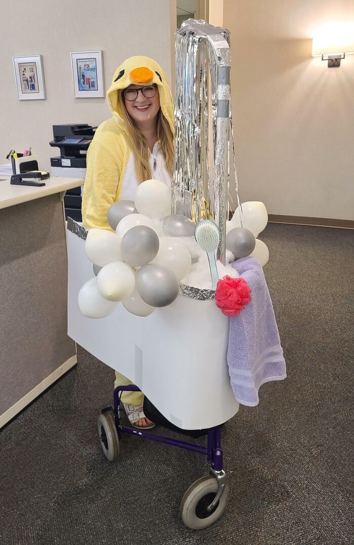 My Halloween Costume This Year. Have To Be Creative With My Walker. Rubber Ducky In The Bath