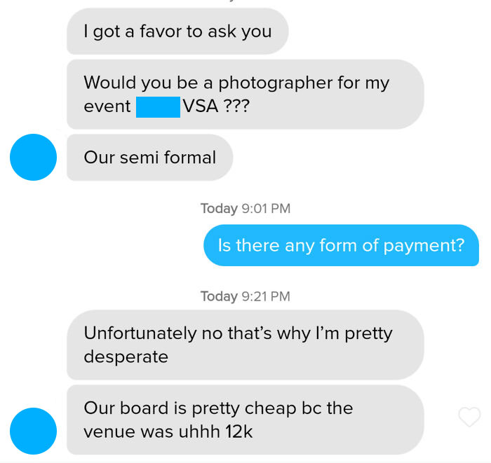 My Tinder Bio Has Photography Set As My Job