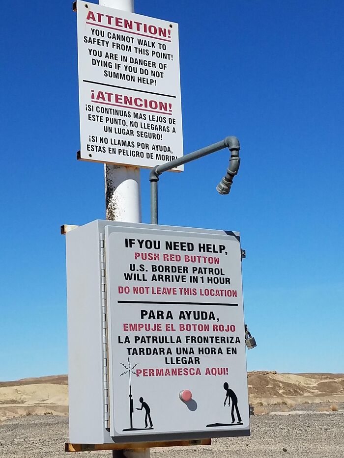 Button To Save People From Crossing The Desert From Mexico