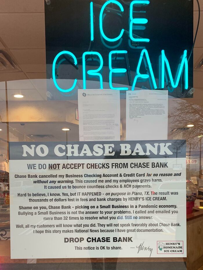 Local Creamery Has Beef With Chase Bank