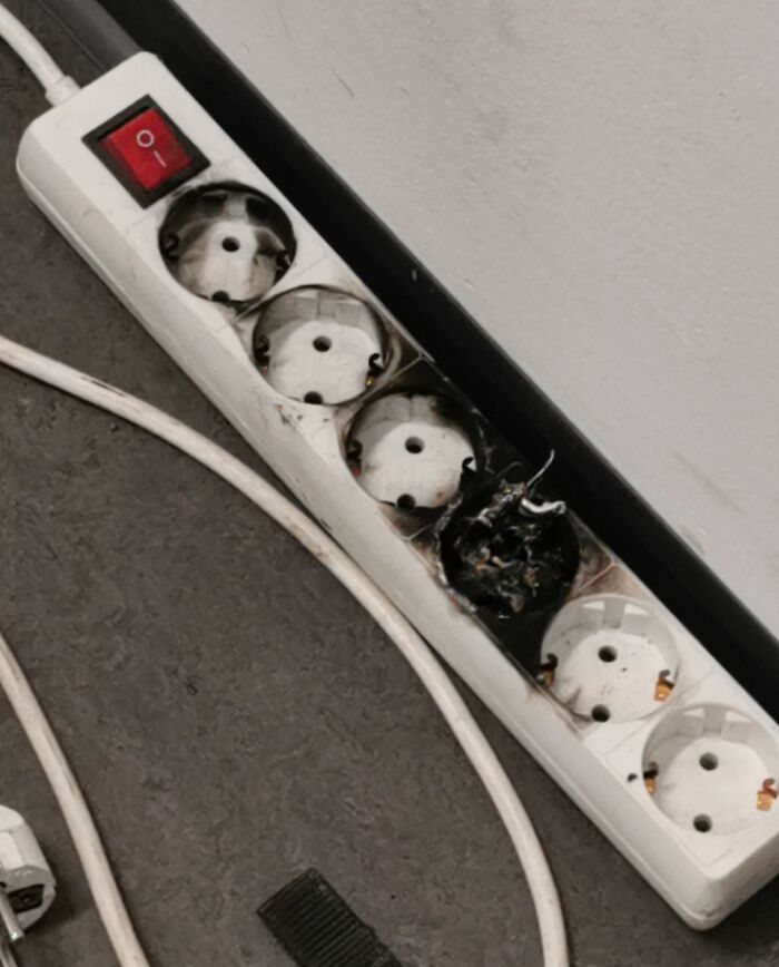 I Almost Burned Down Our Office Today When A Phone Charger Went Up In Flames