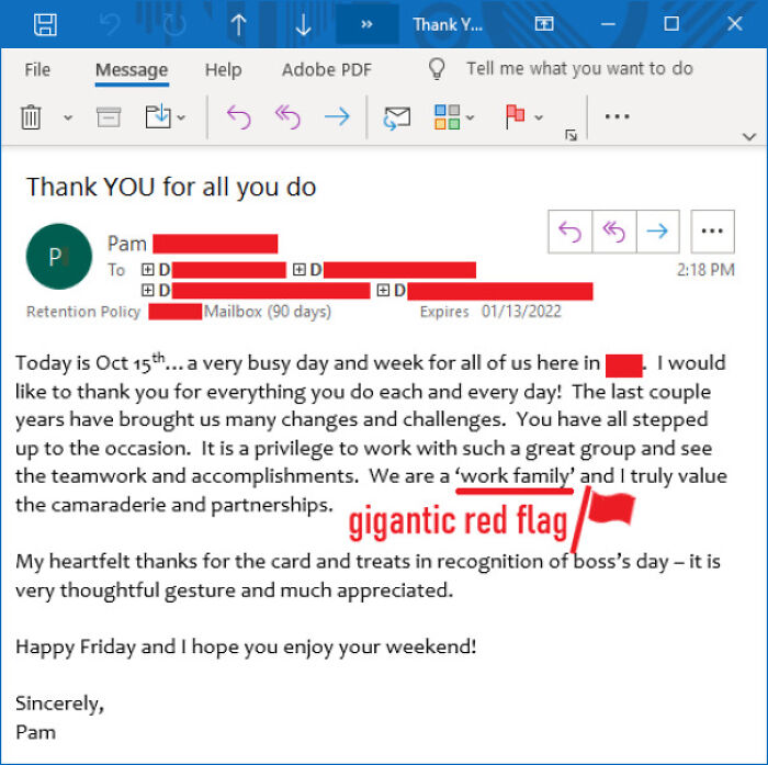 Mgmt Gave Us A Pizza Party Instead Of A Raise This Year, Because That's What "Work Families" Do Apparently