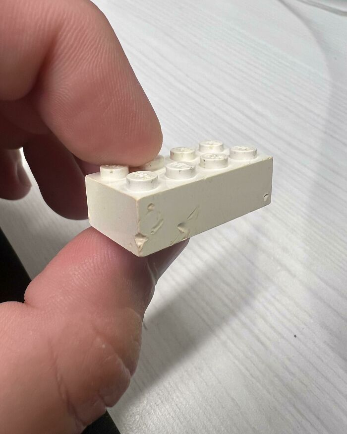 My Work Got Me A Set Of Assorted Legos In A Tin For My Work Anniversary…. They’re Used With Child Bite Marks And Stains