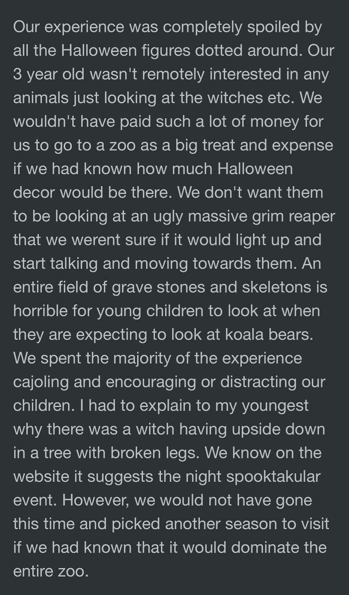 Karen Buys Tickets To A Zoo Halloween Event And Is Then Shocked There Is A Halloween Theme
