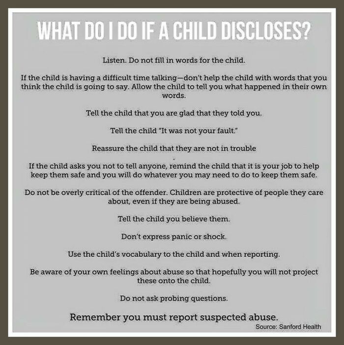 What To Do If A Child Discloses Sexual Abuse
