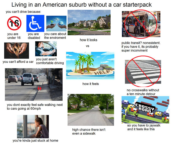 Living In An American Suburb Without A Car Starterpack