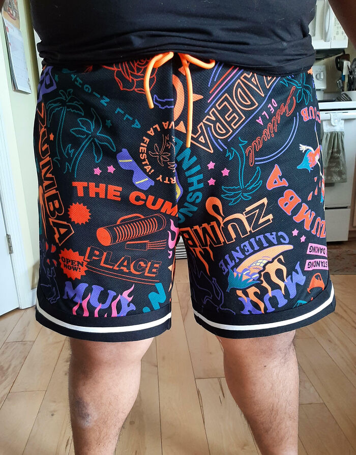 He's Had These Zumba Pants For A While. Hadn't Noticed