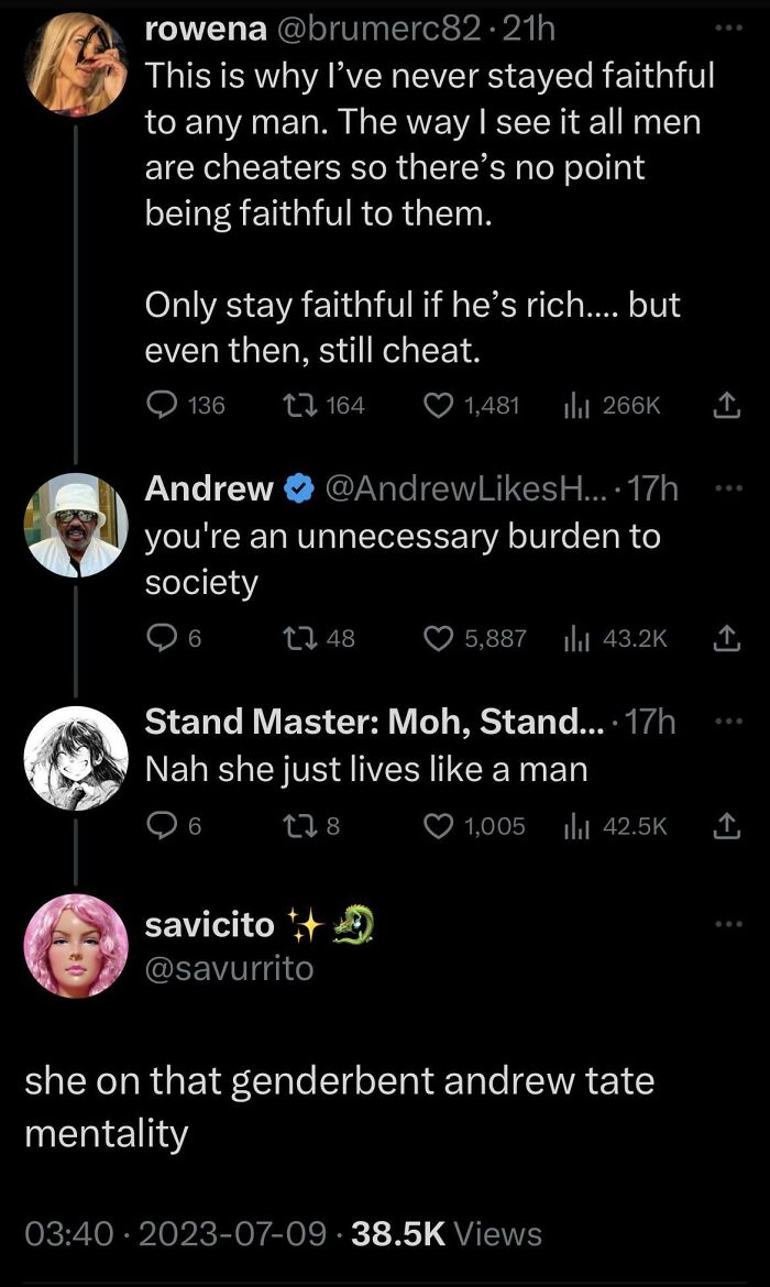 On That Genderbent Andrew Tate Mentality