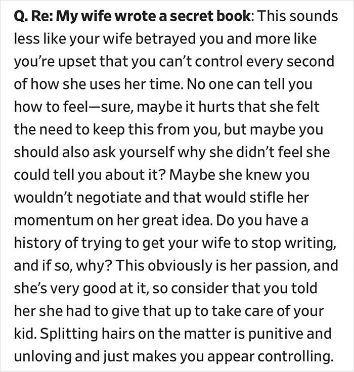 Man Gets Dragged Back To Earth After Venting Over Wife Writing $100K-Earning Novel In Secret