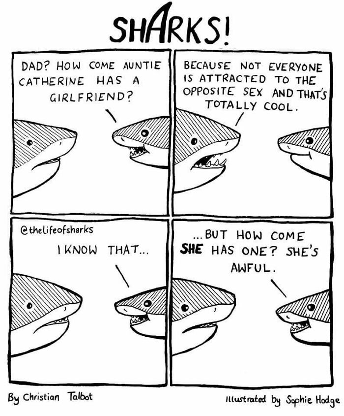 Artist Shows The Adventures Of Sharks And Their Interactions With Other Sea Creatures (New Pics)