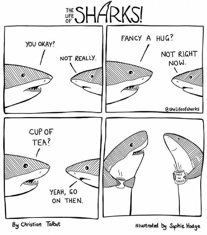 Artist Shows The Adventures Of Sharks And Their Interactions With Other Sea Creatures (New Pics)