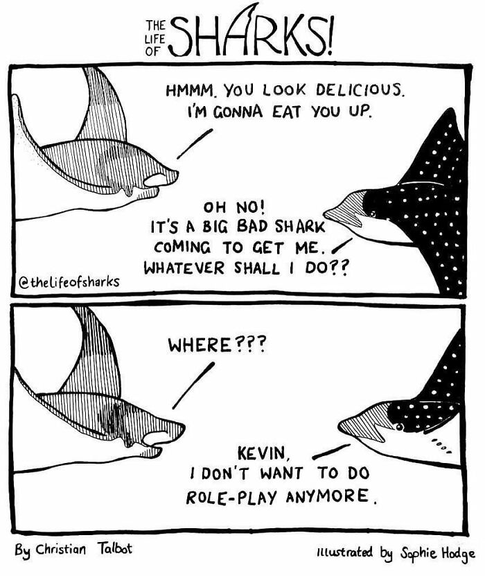 Artist Shows The Adventures Of Sharks And Their Interactions With Other Sea Creatures (New Pics)