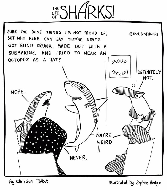 Artist Shows The Adventures Of Sharks And Their Interactions With Other Sea Creatures (New Pics)