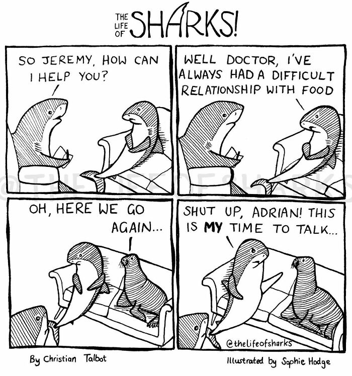 Artist Shows The Adventures Of Sharks And Their Interactions With Other Sea Creatures (New Pics)