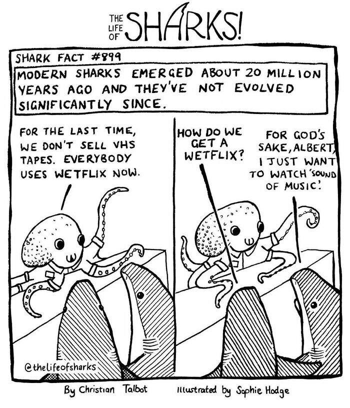 Artist Shows The Adventures Of Sharks And Their Interactions With Other Sea Creatures (New Pics)