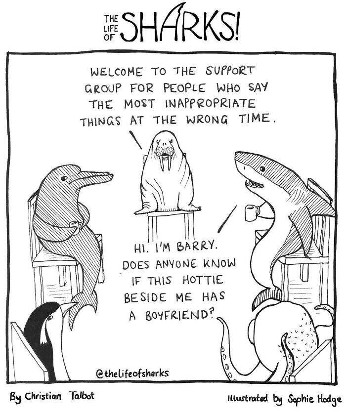 Artist Shows The Adventures Of Sharks And Their Interactions With Other Sea Creatures (New Pics)