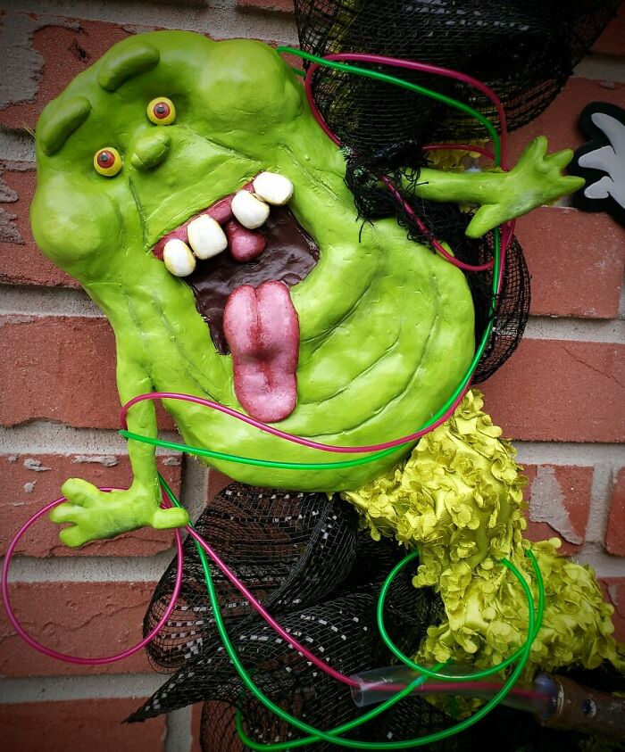 I Make Custom Wreaths For Any Holiday; Here Are The Beetlejuice And Ghostbusters Ones That I Made For Halloween