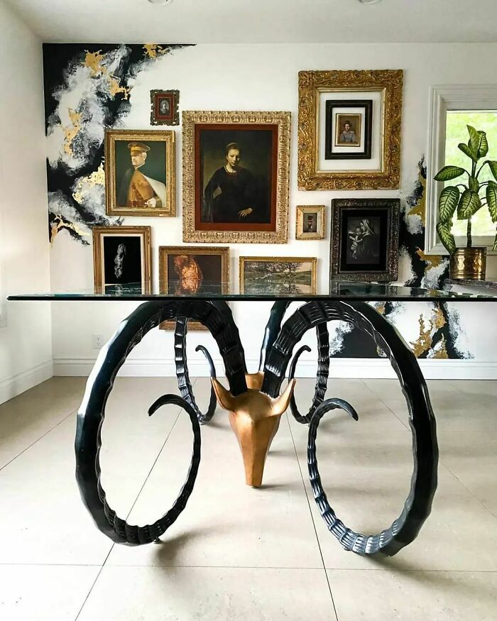 This Is Definitely The Weirdest And Most Wonderful Find I’ve Ever Had. I Found It On A Local For Sale Site Similar To Craigslist Last Fall. It’s A Vintage Ibex Ram Head Table And It Made All My Dining Room Dreams Come True!