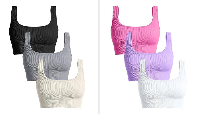 Oqq Women's 3 Piece Removable Cups Workout Sport Bra: Keeps You Dry And Comfortable With Its Breathable, Moisture-Wicking Material, Perfect For Gym Or Home Workouts