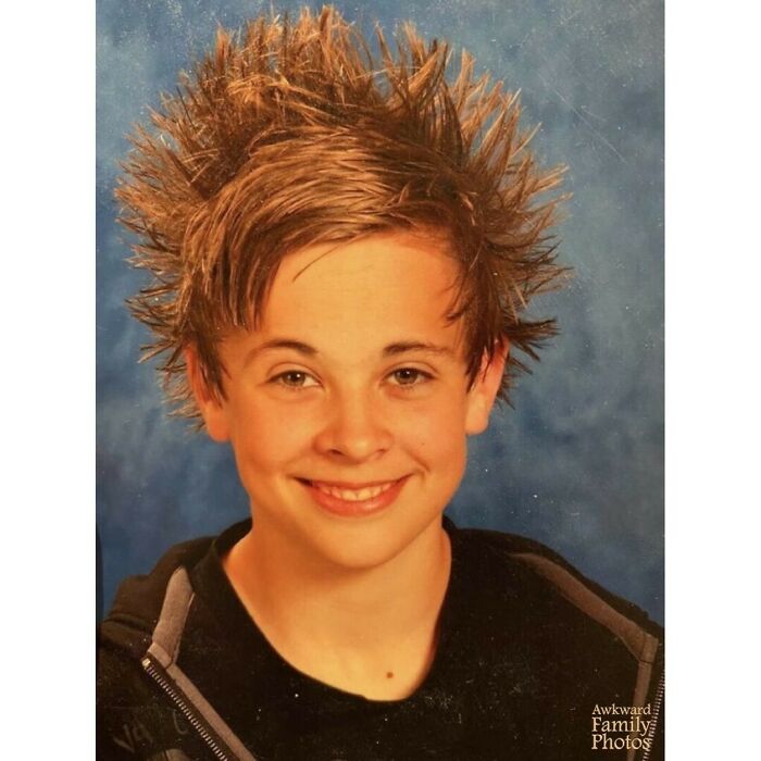 My Beautiful Boyfriend’s School Photo When He Was A Teenager…glad I Did Not Know That Hedgehog At That Time
