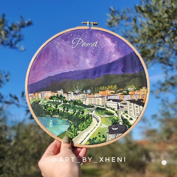 Embroidery Hoop Art Landscape