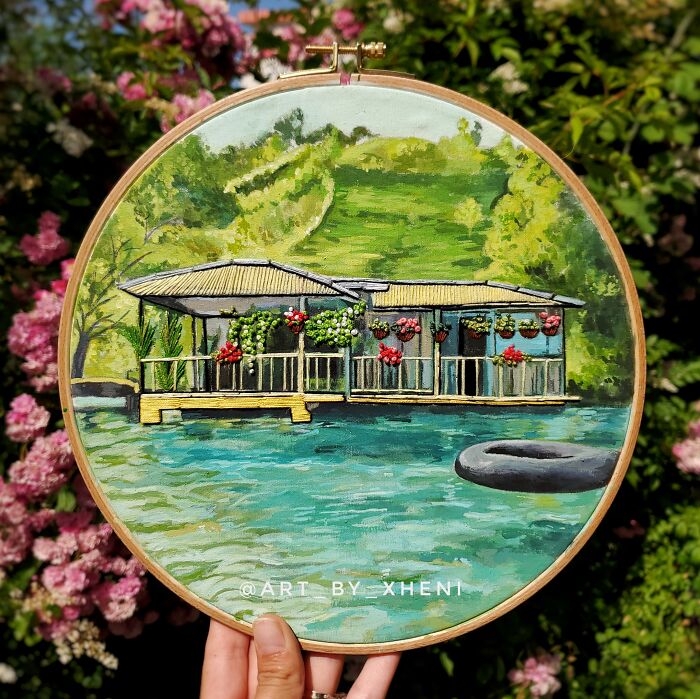 Embroidery Hoop Art Landscape
