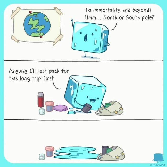 Hilarious Comics That Feature Ice Cube Who Melts In Various Situations (New Pics)