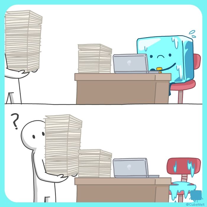 Hilarious Comics That Feature Ice Cube Who Melts In Various Situations (New Pics)