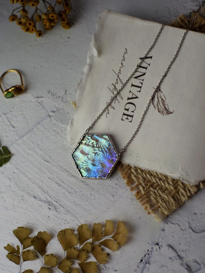 I Made Unique Handmade Tiffany Jewelry From Glass, Real Flowers And Fern