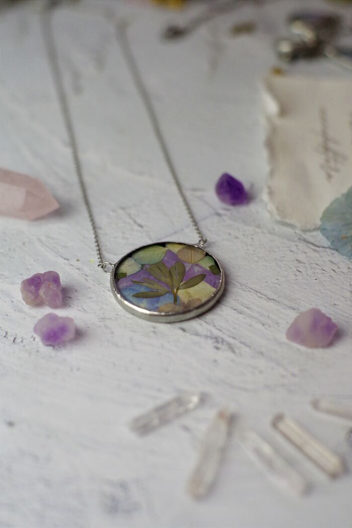 I Made Unique Handmade Tiffany Jewelry From Glass, Real Flowers And Fern
