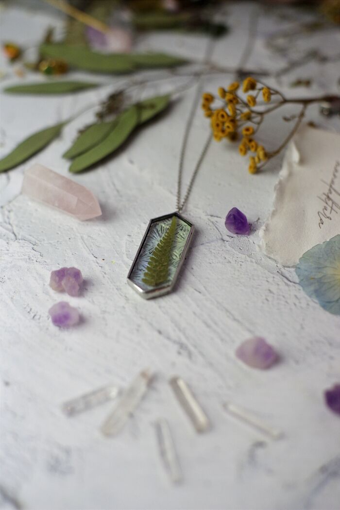 I Made Unique Handmade Tiffany Jewelry From Glass, Real Flowers And Fern