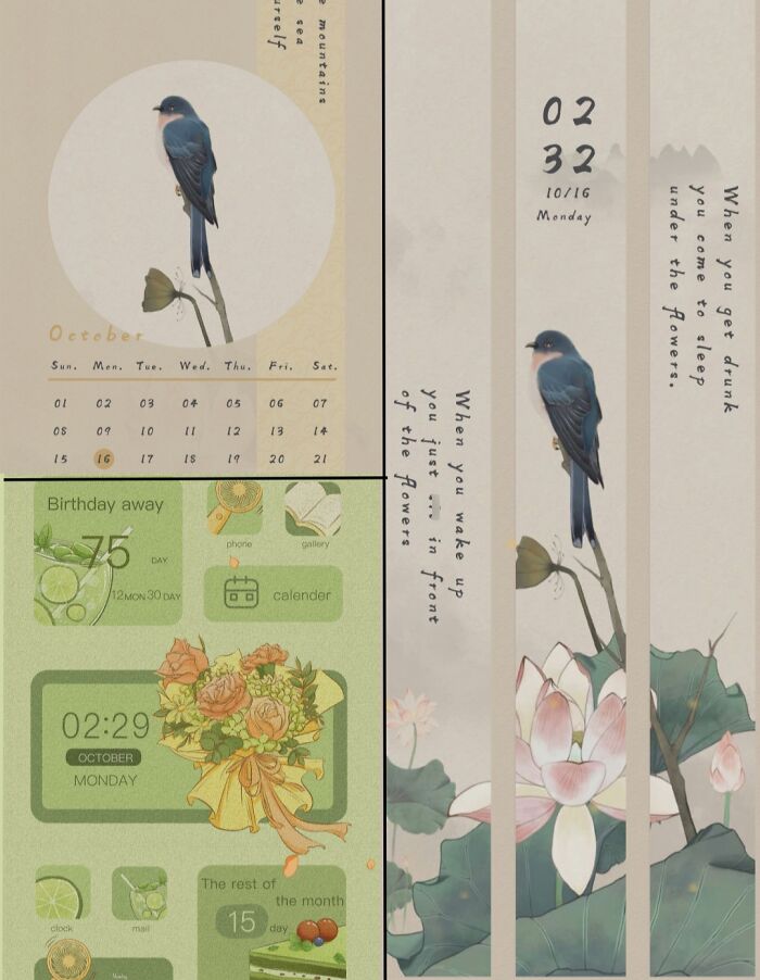 Hey There, This Is My Wallpaper On My Lock Screen. I Couldn't Choose Between The Two Of These, Because I Use Both Of Them Frequently. So, I Decided To Show Both Of The Wallpapers. Oh, And The Bird Wallpaper, That's One Wallpaper, But You Can Change The Appearance Of It. The Bird Even Has A Swaying Animation. :)