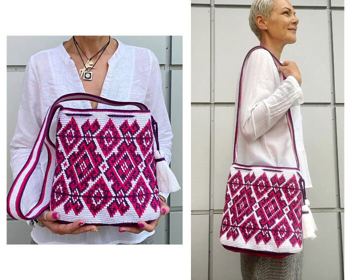 My Sister And I Crocheted A Whole Series Of Bags Using Recycled Yarn (7 Pics)