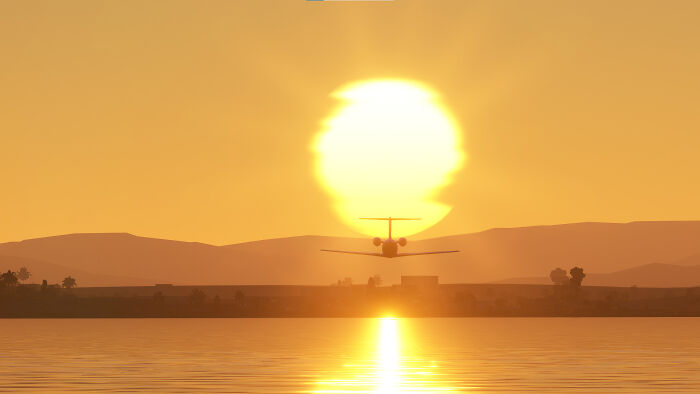 Cessna Citation Flying Low Over The Water, About 10 Km From Brisbane, Australia