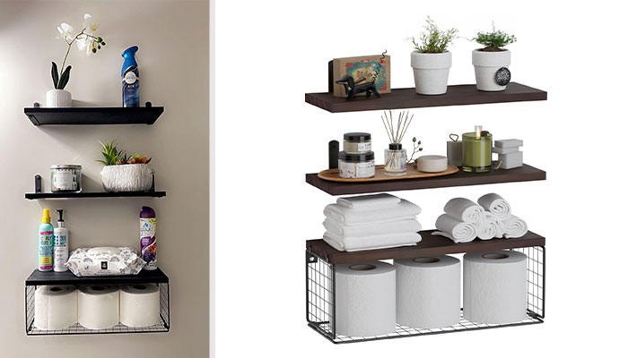 Wopitues Spacesaver Serenade: Over-The-Toilet Bathroom Shelves - Float More Than Just Boats With This Rustic Brown, Making Your Wall Décor Sail Above The Ordinary!