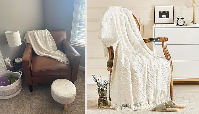 Inhand Hug: Soft Cozy Knitted Blanket With Tassels - Weave In Warmth And Whimsy Onto Your Couch Or Bed, Making It A 'Blanket' Statement Of Snuggly Style!