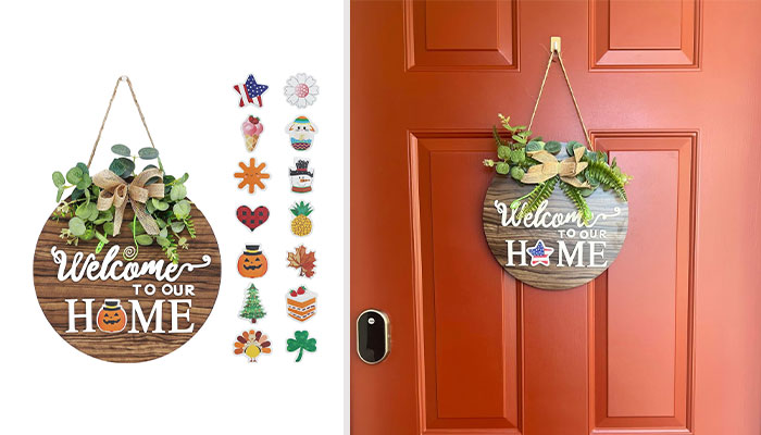 Seasonsweep: Interchangeable Welcome Door Sign - Deck Out Your Door With Rustic Charm For Every Season, 'Fall'-Ing In Love With Your Decor All Year Round!