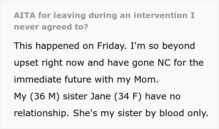 Man Visits Mom To Introduce Baby Son To Her, Is Met With Full-Blown Family Intervention Instead Man Visits Mom To Introduce Baby Son To Her, Is Met With Full-Blown Family Intervention Instead