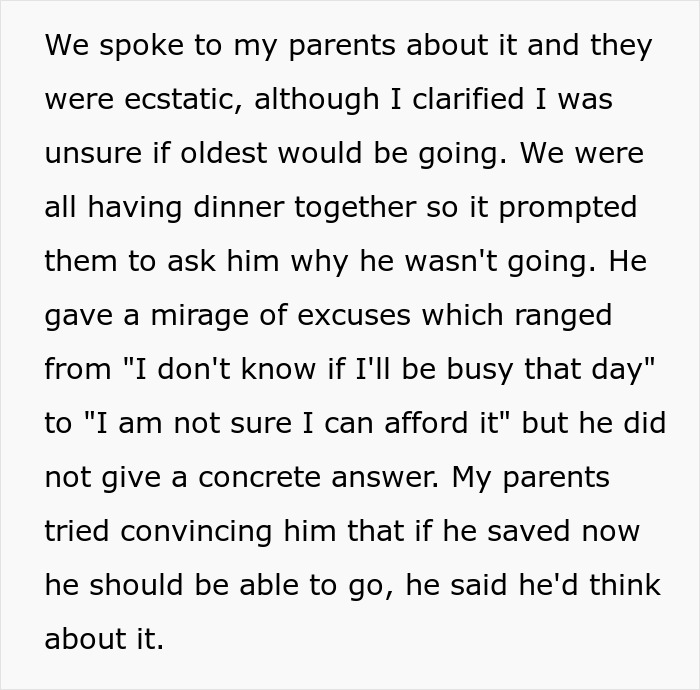 Woman Teaches A Cunning And Stingy Older Brother A Life Lesson By Excluding Him From Family Vacation