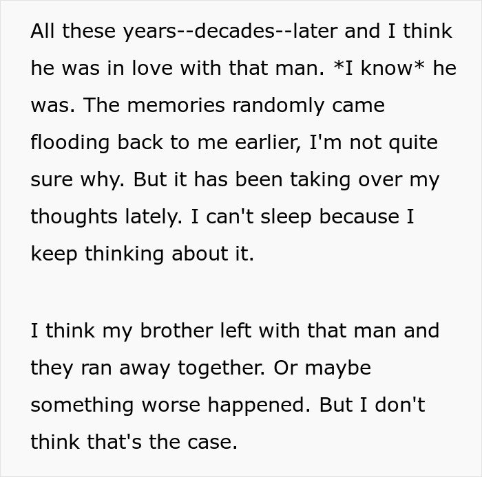 Man Finds Out His Parents Have Been Lying About His 'Missing' Brother For Years Man Finds Out His Parents Have Been Lying About His 'Missing' Brother For Years