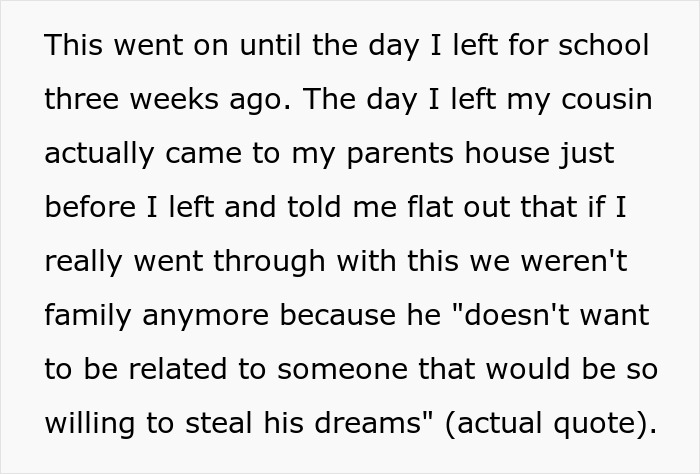 "They Jumped On Me Immediately”: Family Demand Teen Give Up College Spot For Entitled Cousin "They Jumped On Me Immediately”: Family Demand Teen Give Up College Spot For Entitled Cousin