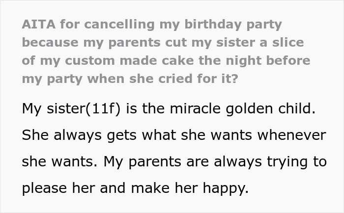 ‘Golden Child’ Sister Snags A Slice Of Custom-Made Cake Before Teen’s B-Day, They Cancel The Party ‘Golden Child’ Sister Snags A Slice Of Custom-Made Cake Before Teen’s B-Day, They Cancel The Party