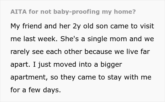 Woman Asks If She&rsquo;s Indeed A Jerk For Not Baby-Proofing Her Place After 2 Y.O. Was Put At Risk