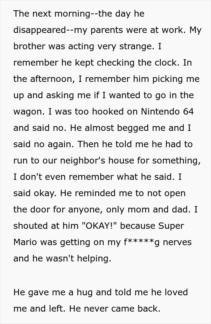 Man Finds Out His Parents Have Been Lying About His 'Missing' Brother For Years Man Finds Out His Parents Have Been Lying About His 'Missing' Brother For Years