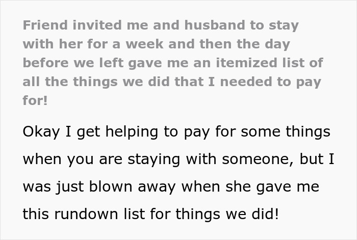 Woman Shocked To Get A List Of Everything She Owes Her Friend After Visiting